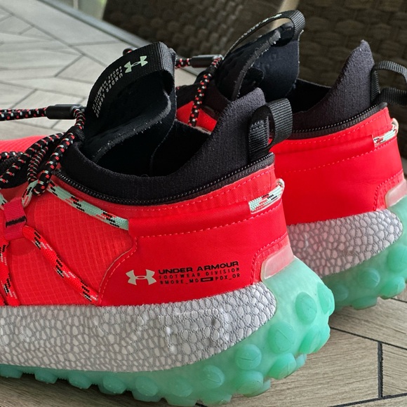 Under Armour Hovr Fat Tire Neon Red and Black Athletic Shoes - Picture 4 of 15